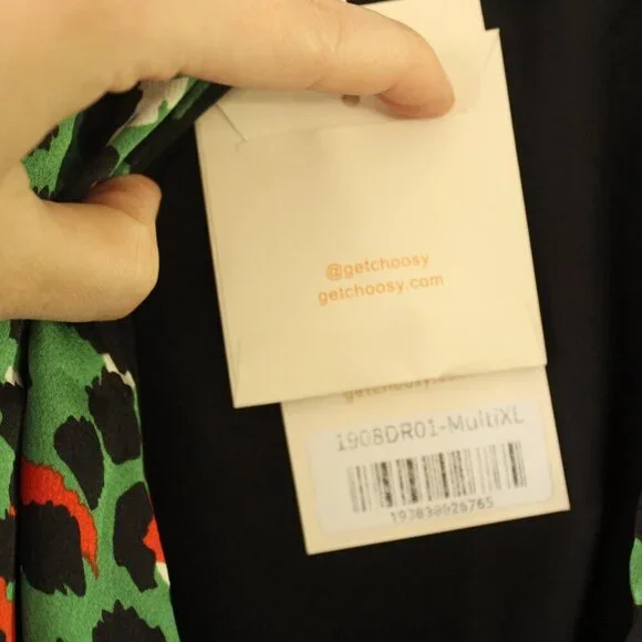 Choosy Green Animal Print One Sleeve Dress Size XL - Picture 7 of 13